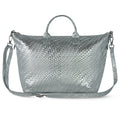 Italian Genuine Basketweave-Embossed Metallic Suede Top-Handle Bag | Treviso - Che Cose Belle