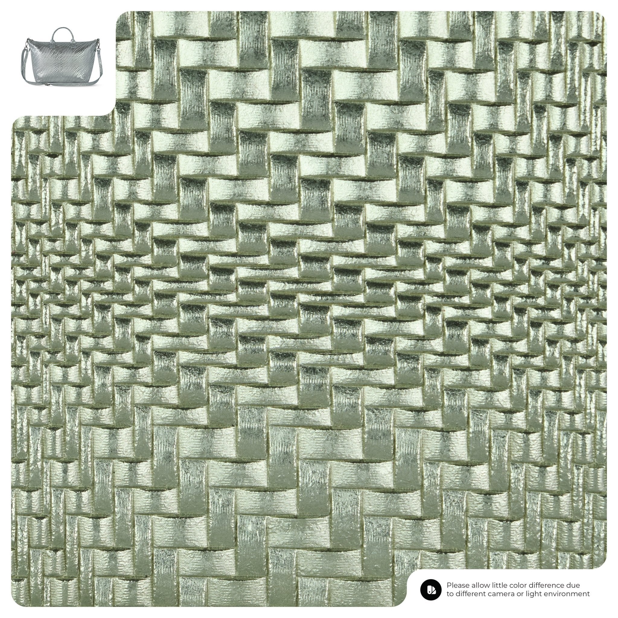 Italian Genuine Basketweave-Embossed Metallic Suede Top-Handle Bag | Treviso - Che Cose Belle