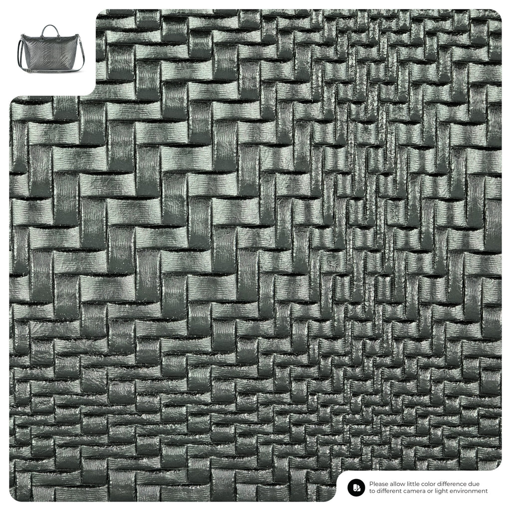 Italian Genuine Basketweave-Embossed Metallic Suede Top-Handle Bag | Treviso - Che Cose Belle