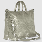 Italian Genuine Basketweave-Embossed Metallic Suede Top-Handle Bag | Treviso - Che Cose Belle