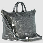 Italian Genuine Basketweave-Embossed Metallic Suede Top-Handle Bag | Treviso - Che Cose Belle