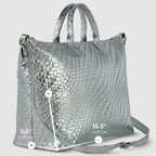 Italian Genuine Basketweave-Embossed Metallic Suede Top-Handle Bag | Treviso - Che Cose Belle