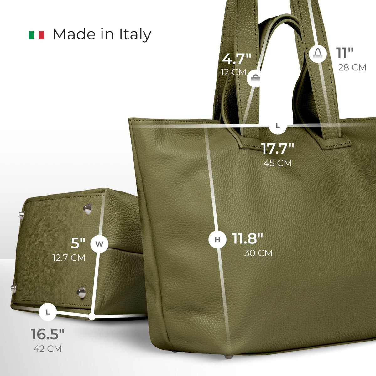 Italian Genuine Calf Leather Tote Bag 122500 - Che Cose Belle