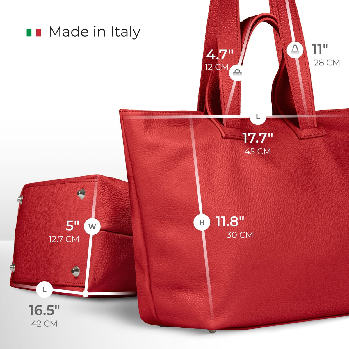 Italian Genuine Calf Leather Tote Bag 122500 - Che Cose Belle