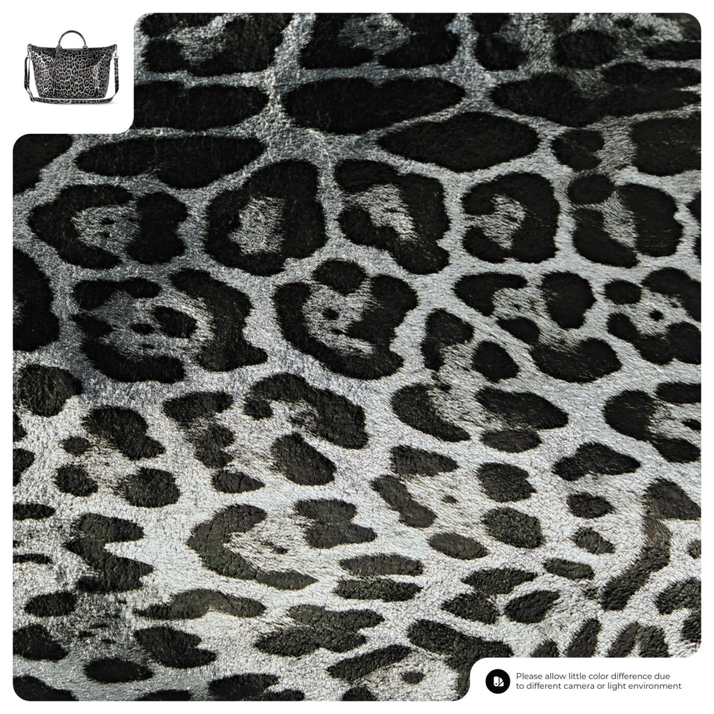 Italian Genuine Leopard-Print Metallic Suede Top-Handle Bag | Rimini - Che Cose Belle