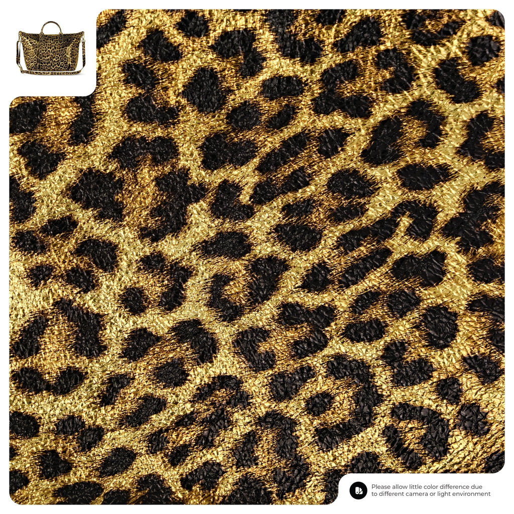 Italian Genuine Leopard-Print Metallic Suede Top-Handle Bag | Rimini - Che Cose Belle