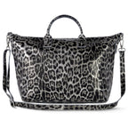 Italian Genuine Leopard-Print Metallic Suede Top-Handle Bag | Rimini - Che Cose Belle