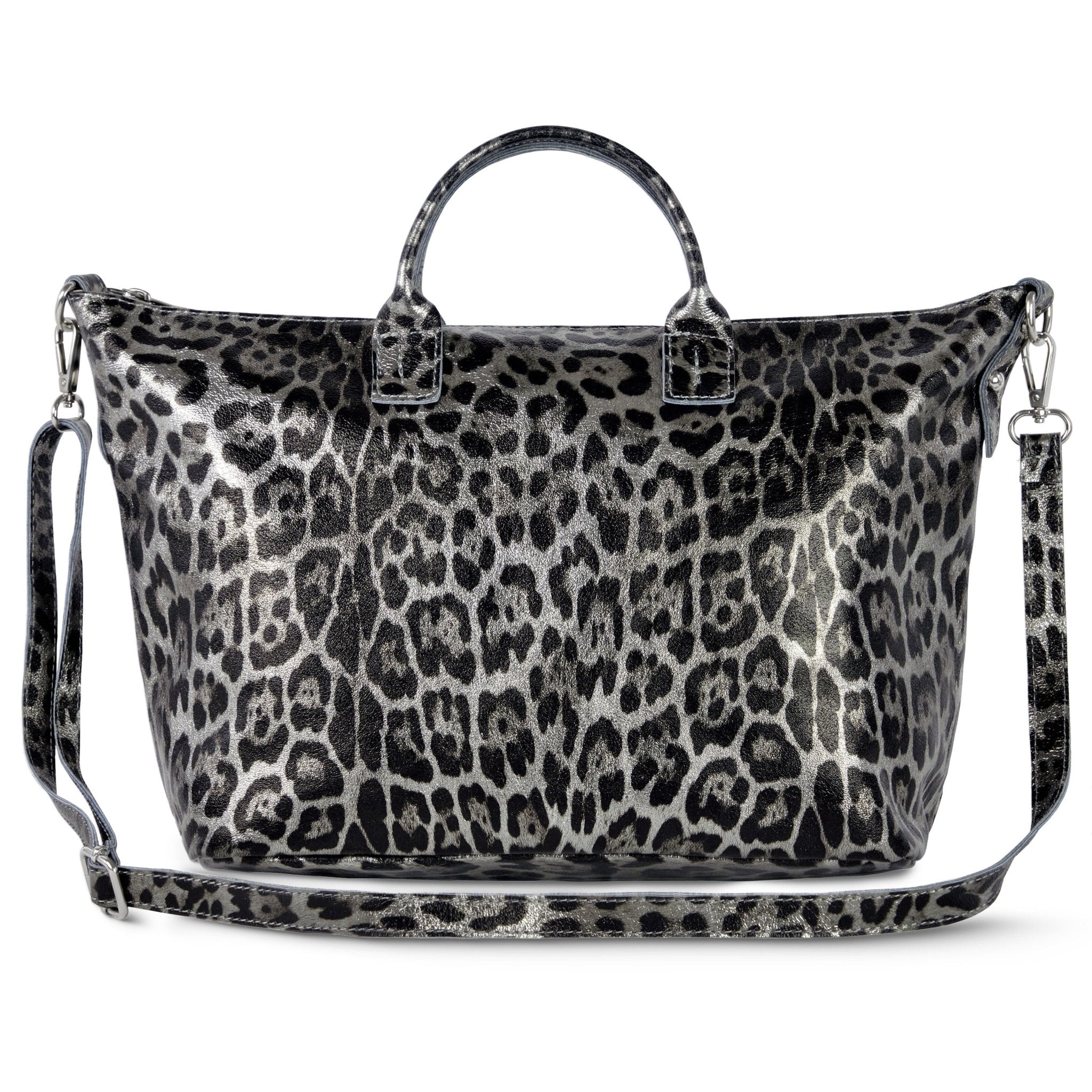 Italian Genuine Leopard-Print Metallic Suede Top-Handle Bag | Rimini - Che Cose Belle