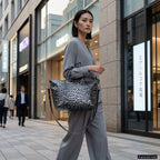 Italian Genuine Leopard-Print Metallic Suede Top-Handle Bag | Rimini - Che Cose Belle
