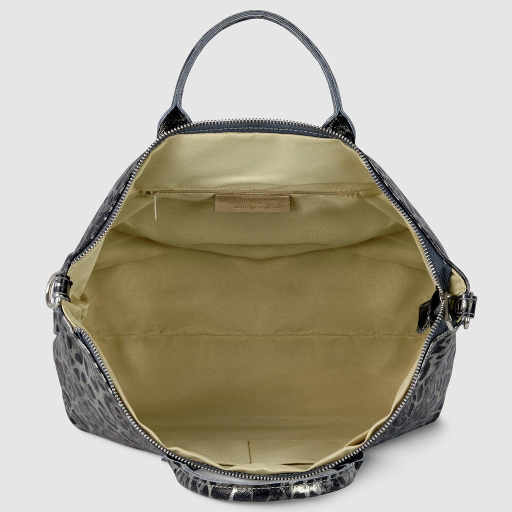 Italian Genuine Leopard-Print Metallic Suede Top-Handle Bag | Rimini - Che Cose Belle