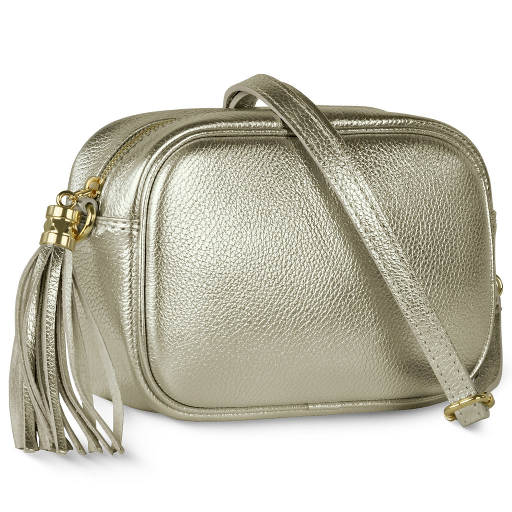 Italian Genuine Metallic Calf Leather Crossbody Bag 231302 - Che Cose Belle