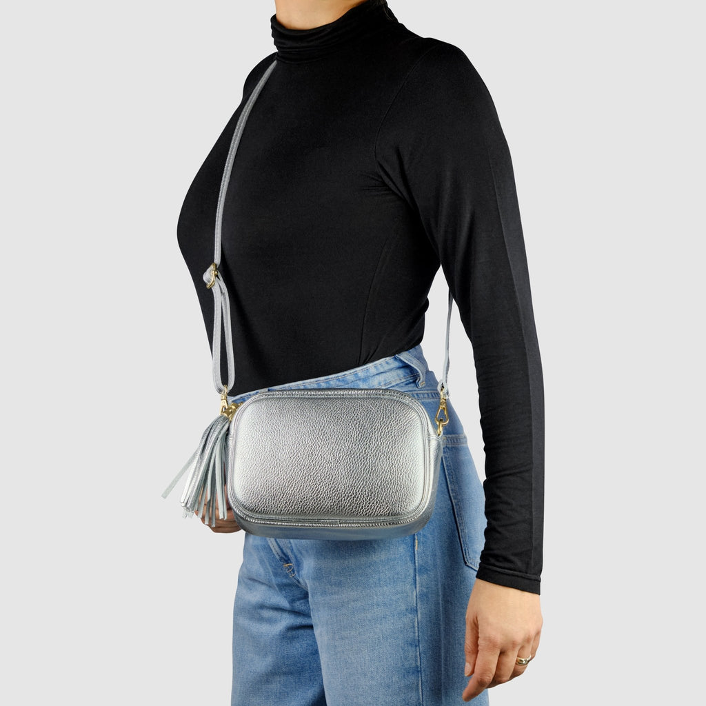 Italian Genuine Metallic Calf Leather Crossbody Bag 231302 - Che Cose Belle