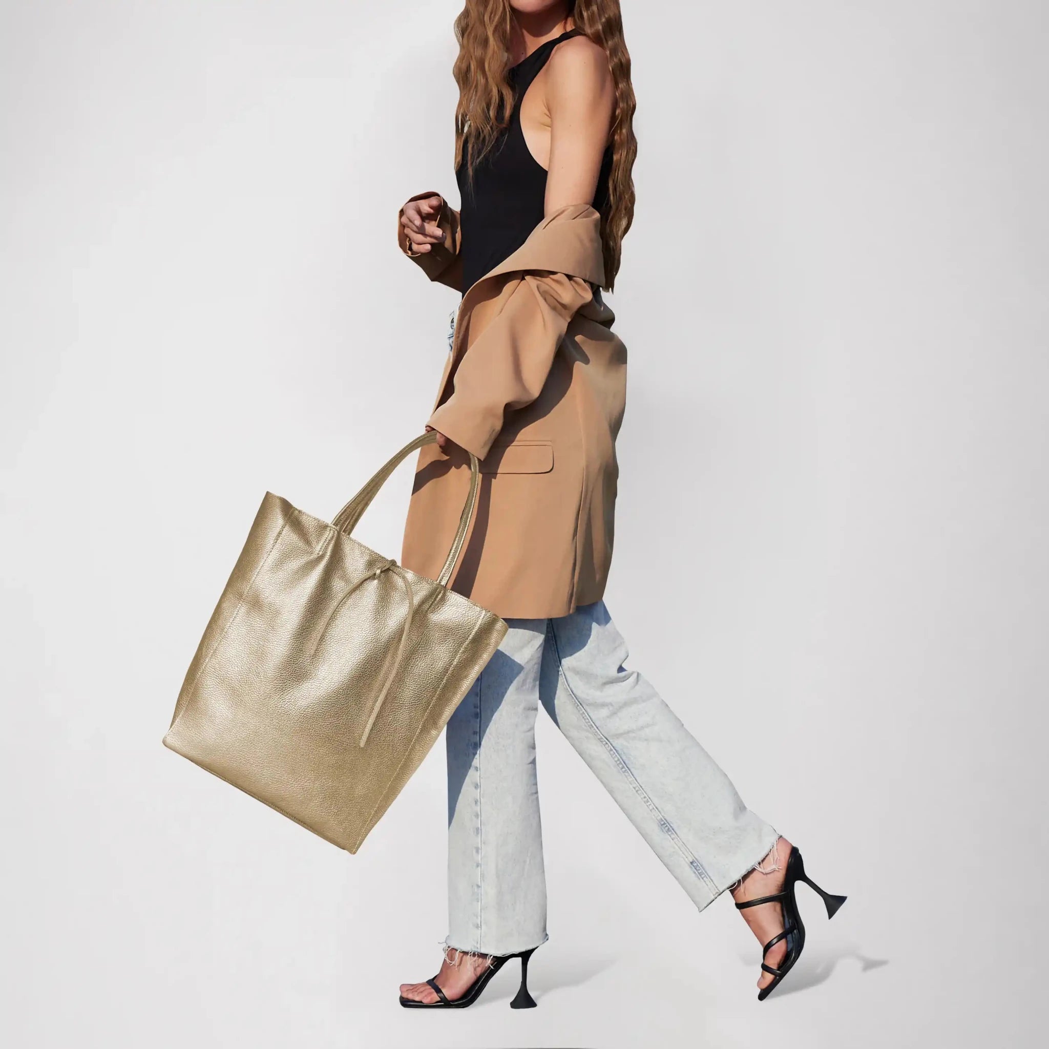 Italian Genuine Metallic Calf Leather Tote Bag 201718 - Che Cose Belle