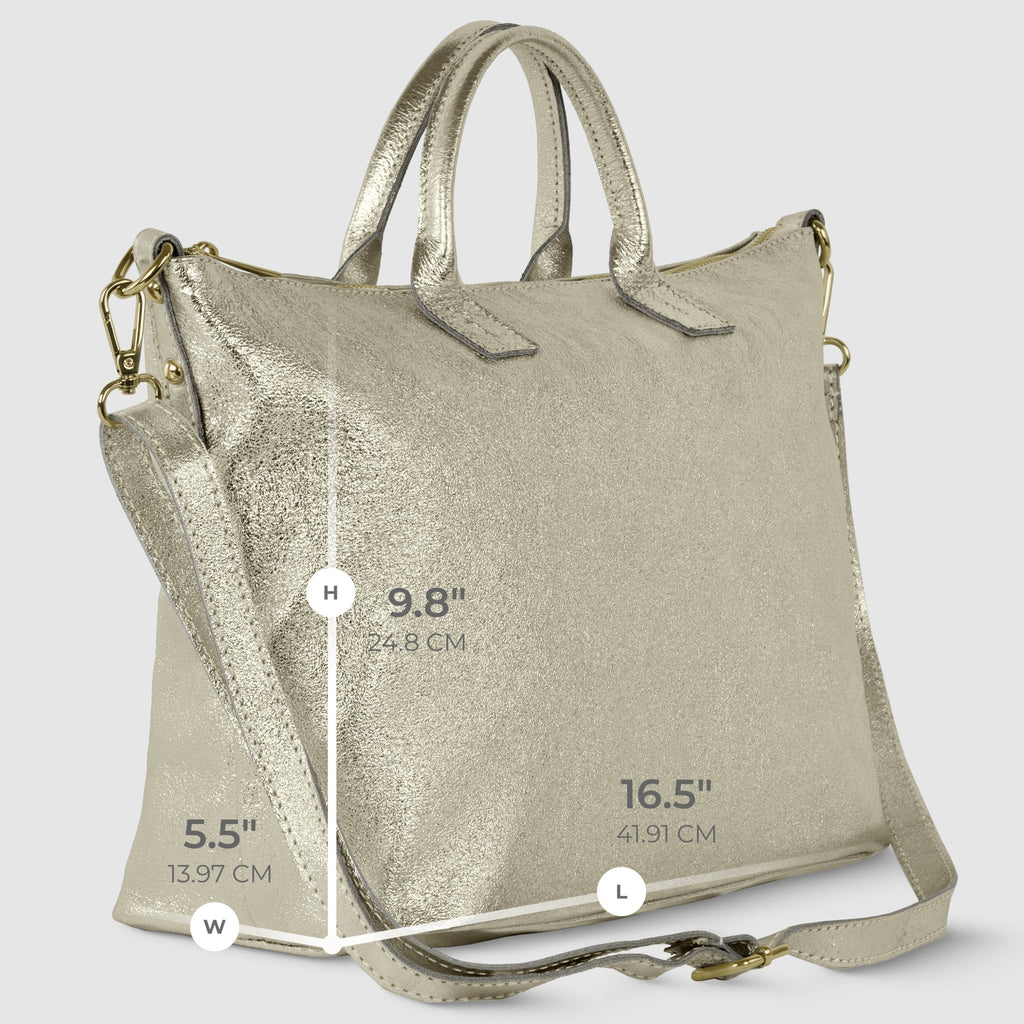 Italian Genuine Metallic Suede Top-Handle Bag | Padova - Che Cose Belle
