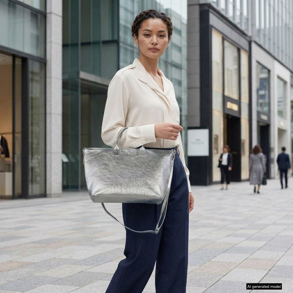 Italian Genuine Metallic Suede Top-Handle Bag | Padova - Che Cose Belle