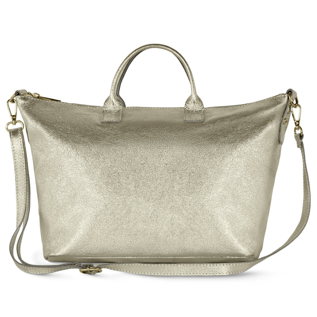 Italian Genuine Metallic Suede Top-Handle Bag | Padova - Che Cose Belle