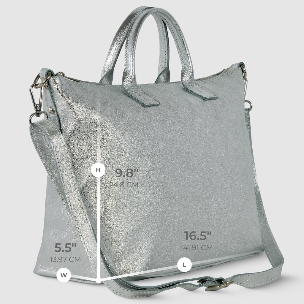 Italian Genuine Metallic Suede Top-Handle Bag | Padova - Che Cose Belle