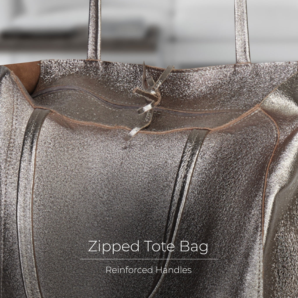 Italian Genuine Metallic Suede Tote Bag | Pisa - Che Cose Belle