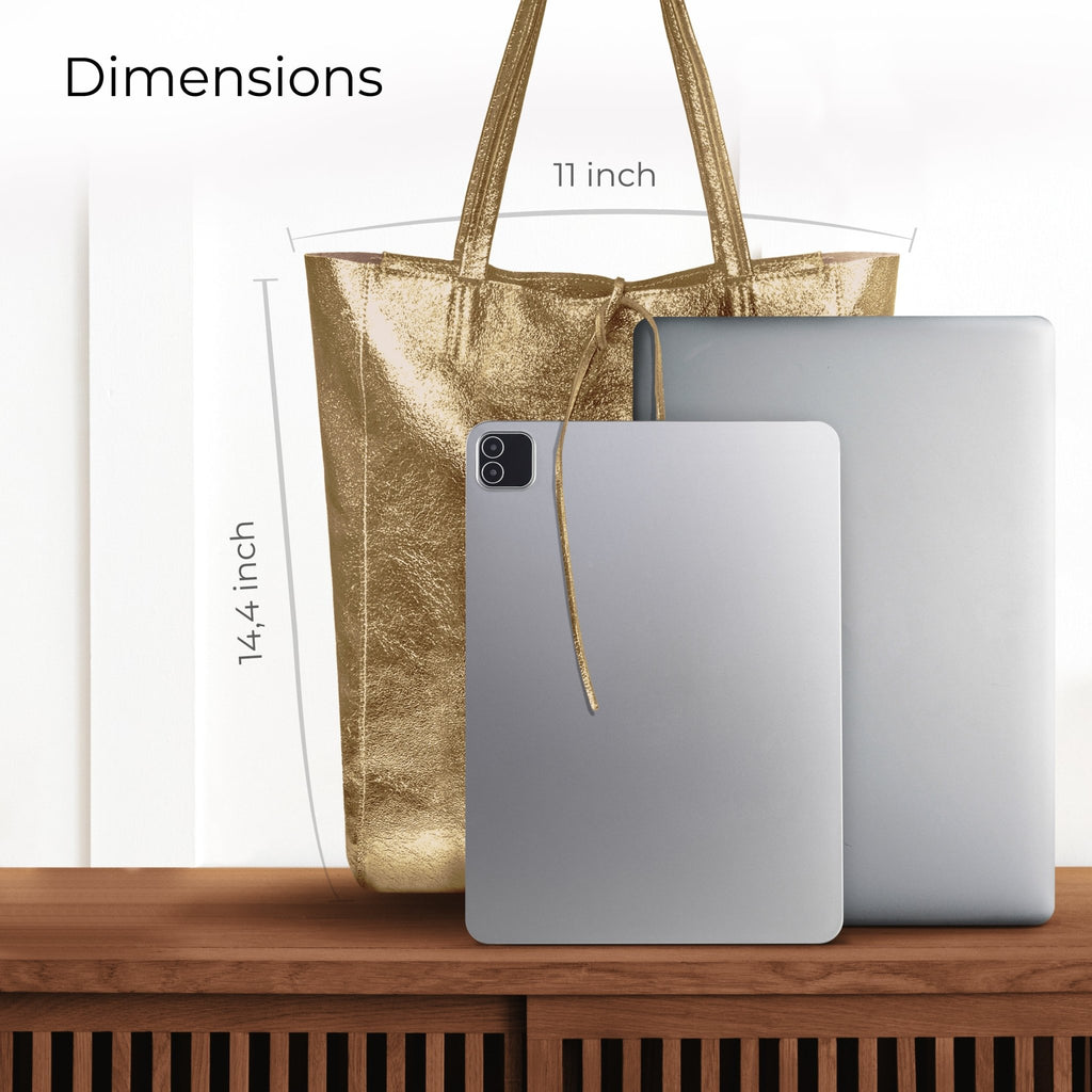 Italian Genuine Metallic Suede Tote Bag | Pisa - Che Cose Belle