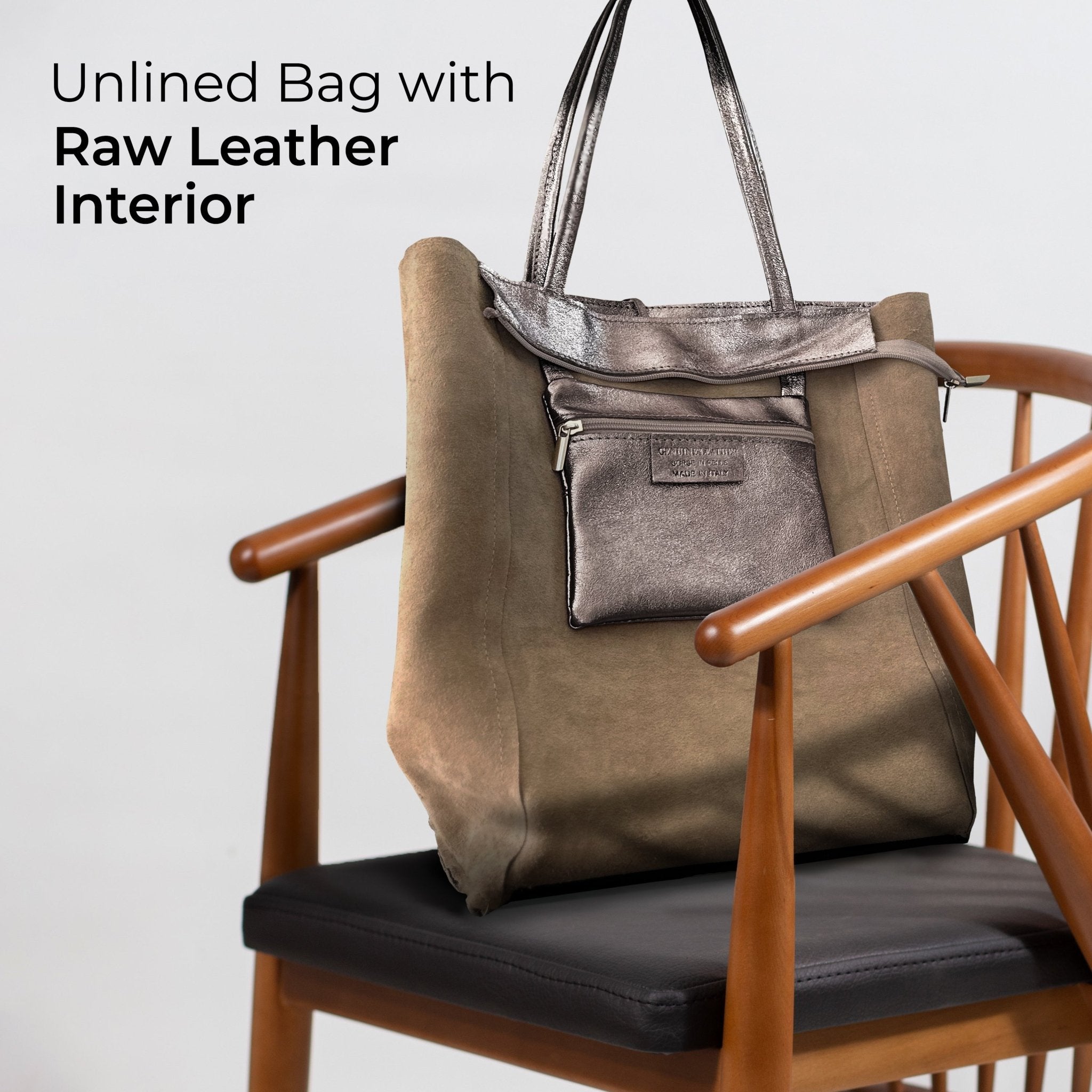 Italian Genuine Metallic Suede Tote Bag | Pisa - Che Cose Belle