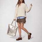 Italian Genuine Metallic Suede Tote Bag | Pisa - Che Cose Belle