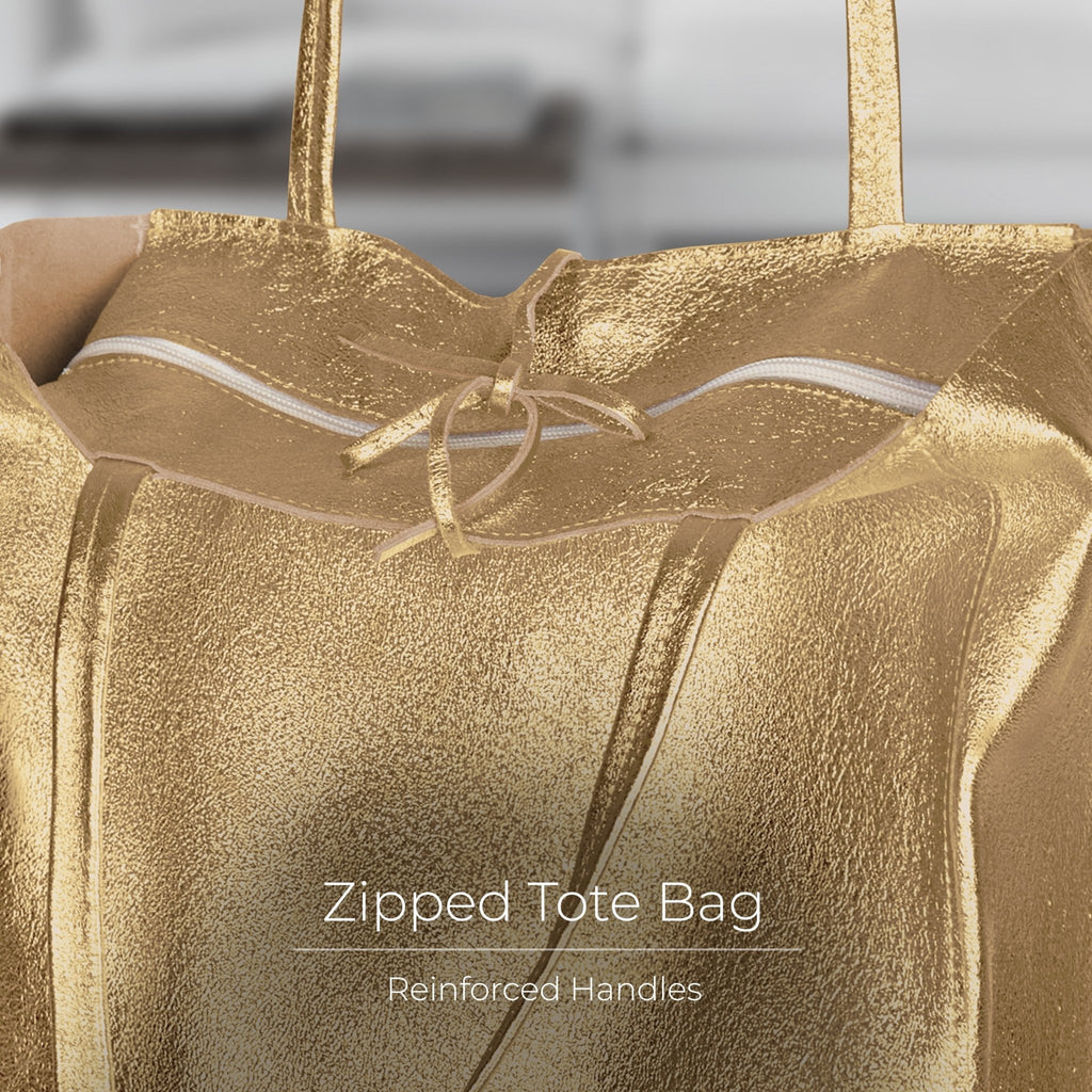 Italian Genuine Metallic Suede Tote Bag | Pisa - Che Cose Belle