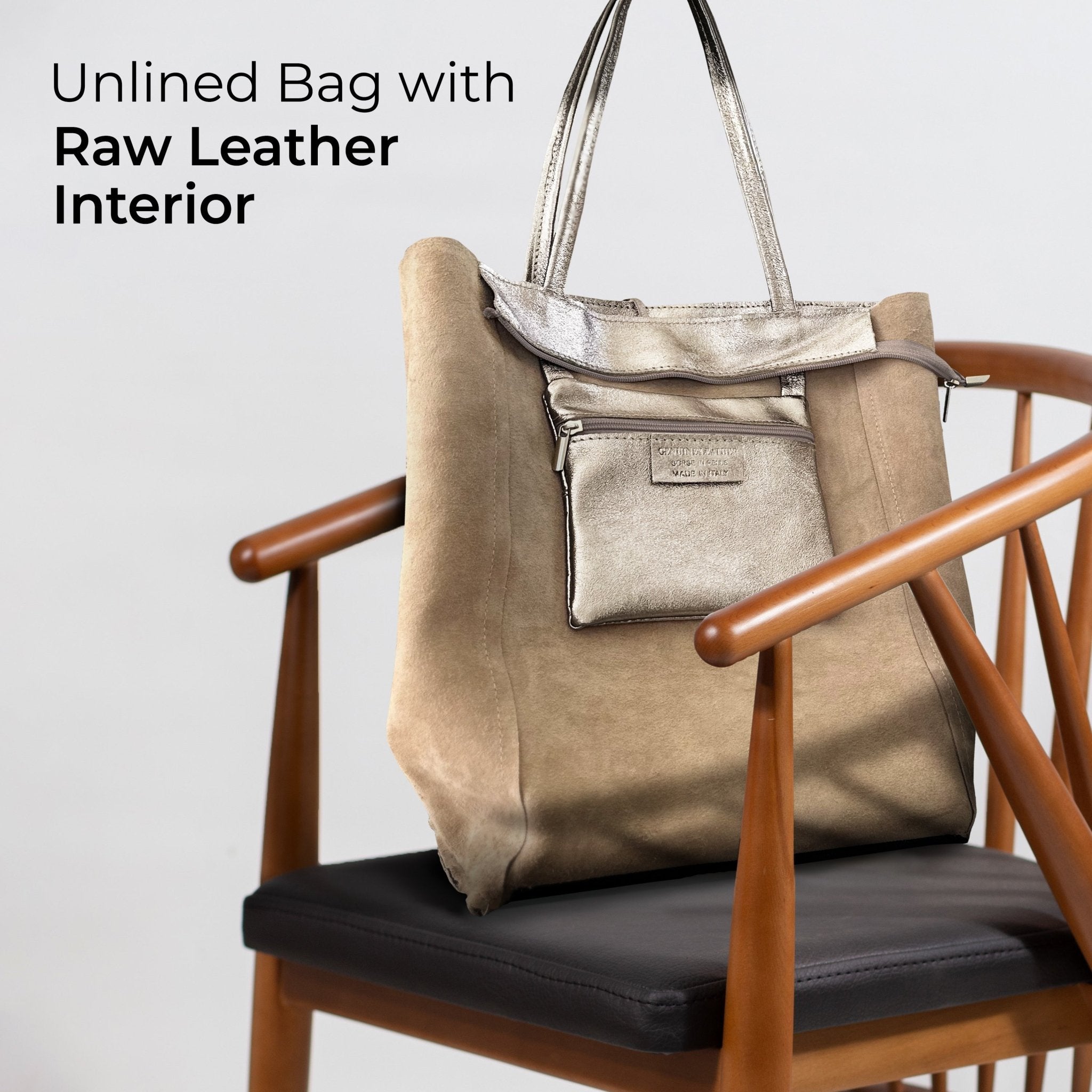 Italian Genuine Metallic Suede Tote Bag | Pisa - Che Cose Belle