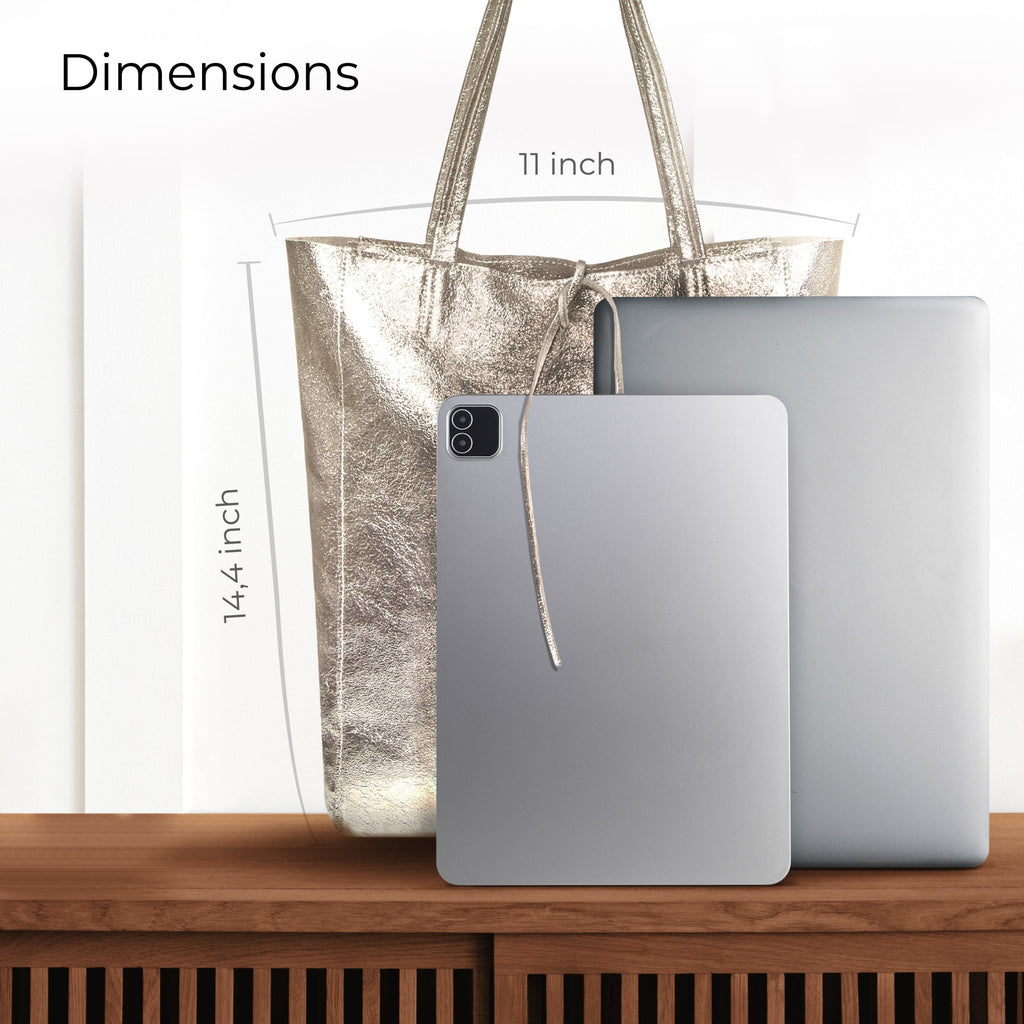 Italian Genuine Metallic Suede Tote Bag | Pisa - Che Cose Belle