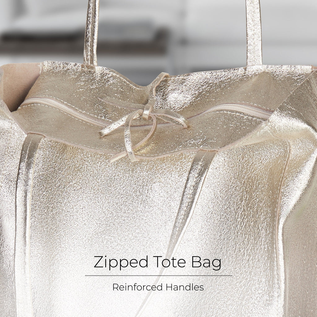 Italian Genuine Metallic Suede Tote Bag | Pisa - Che Cose Belle