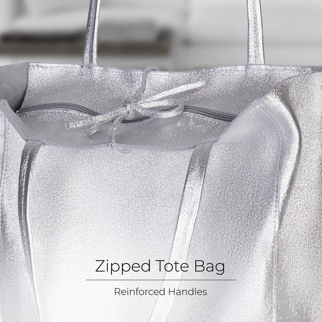 Italian Genuine Metallic Suede Tote Bag | Pisa - Che Cose Belle