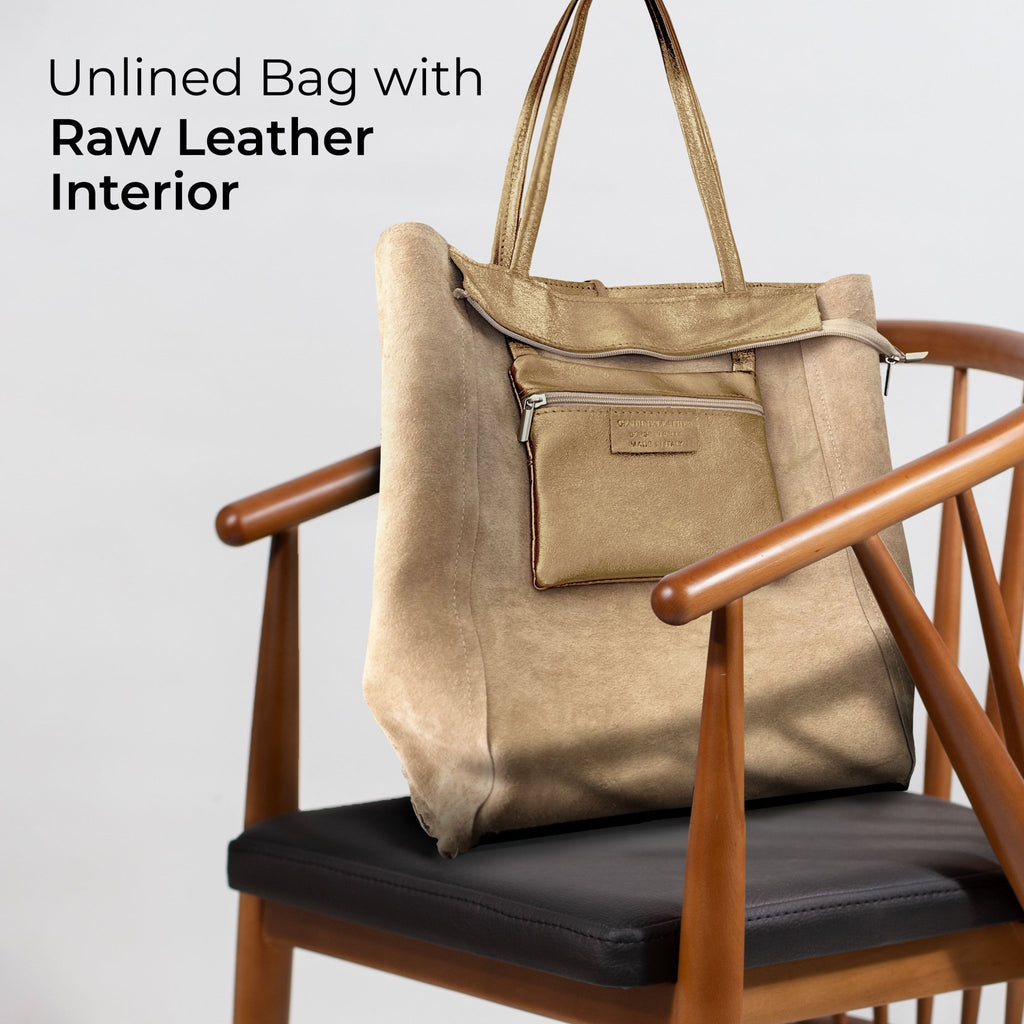 Italian Genuine Metallic Suede Tote Bag | Pisa - Che Cose Belle