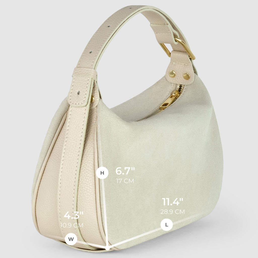 Italian Genuine Suede & Full-Grain Leather Crossbody Bag | Cremona - Che Cose Belle