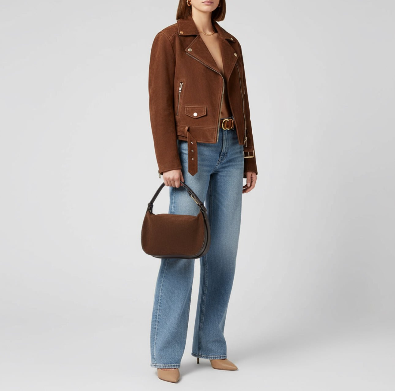 Italian Genuine Suede & Full-Grain Leather Crossbody Bag | Cremona - Che Cose Belle