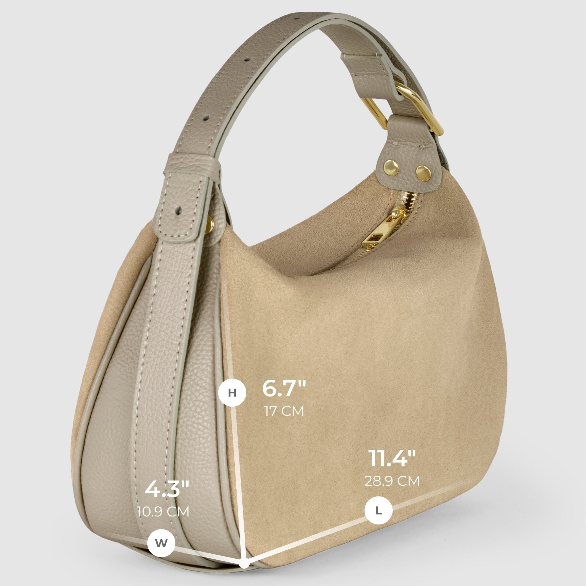Italian Genuine Suede & Full-Grain Leather Crossbody Bag | Cremona - Che Cose Belle