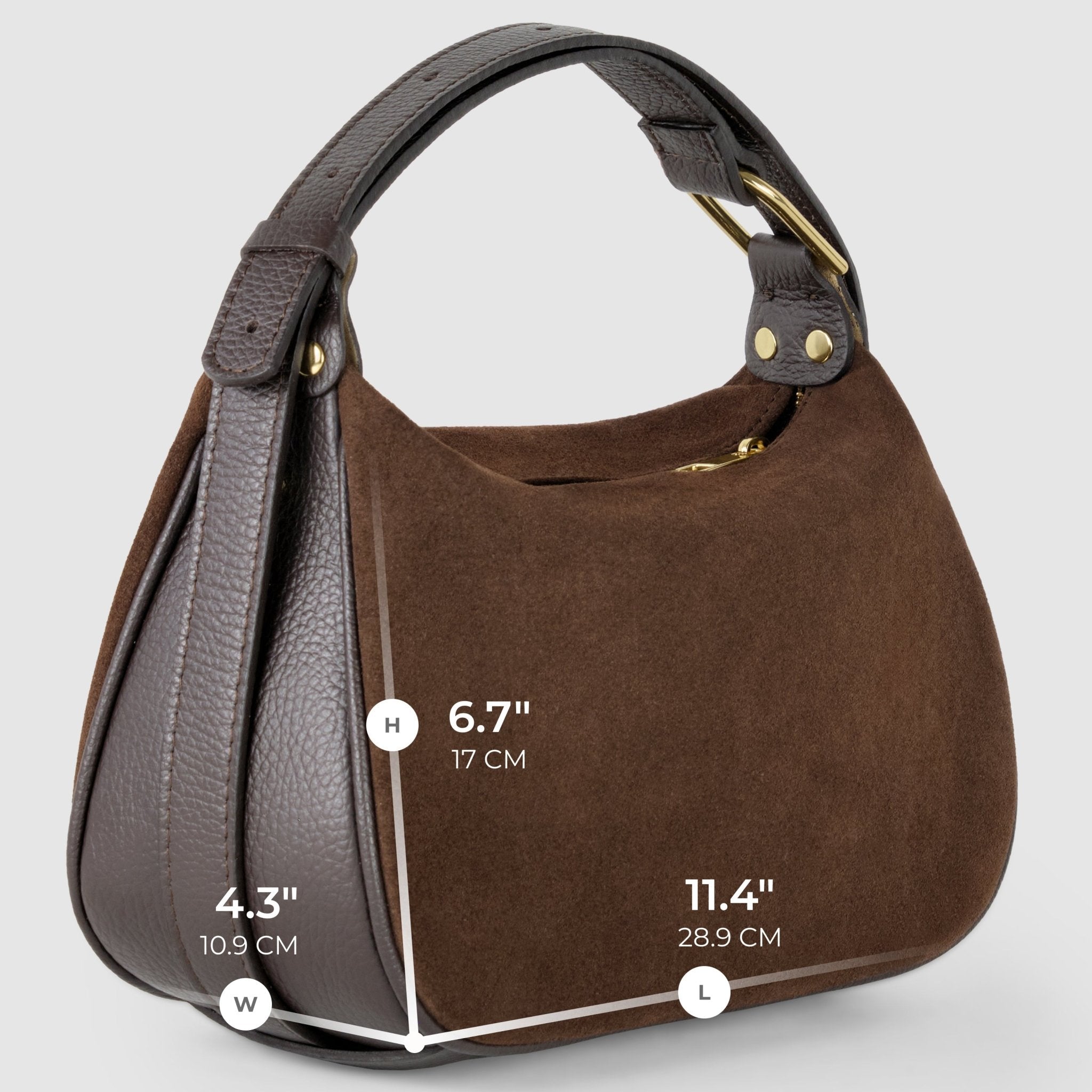 Italian Genuine Suede & Full-Grain Leather Crossbody Bag | Cremona - Che Cose Belle