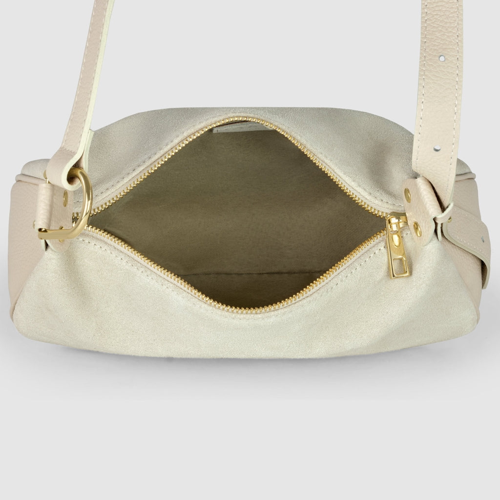 Italian Genuine Suede & Full-Grain Leather Crossbody Bag | Cremona - Che Cose Belle