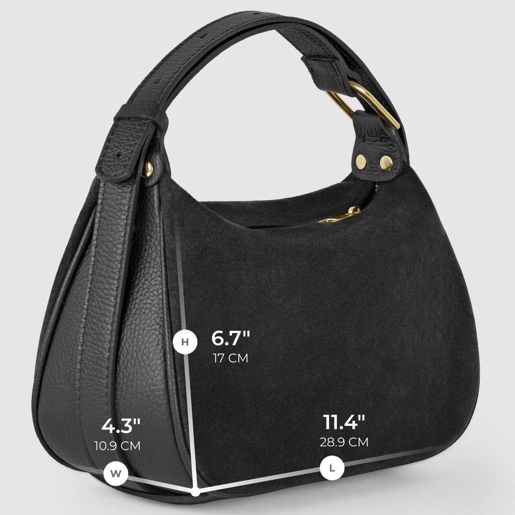 Italian Genuine Suede & Full-Grain Leather Crossbody Bag | Cremona - Che Cose Belle