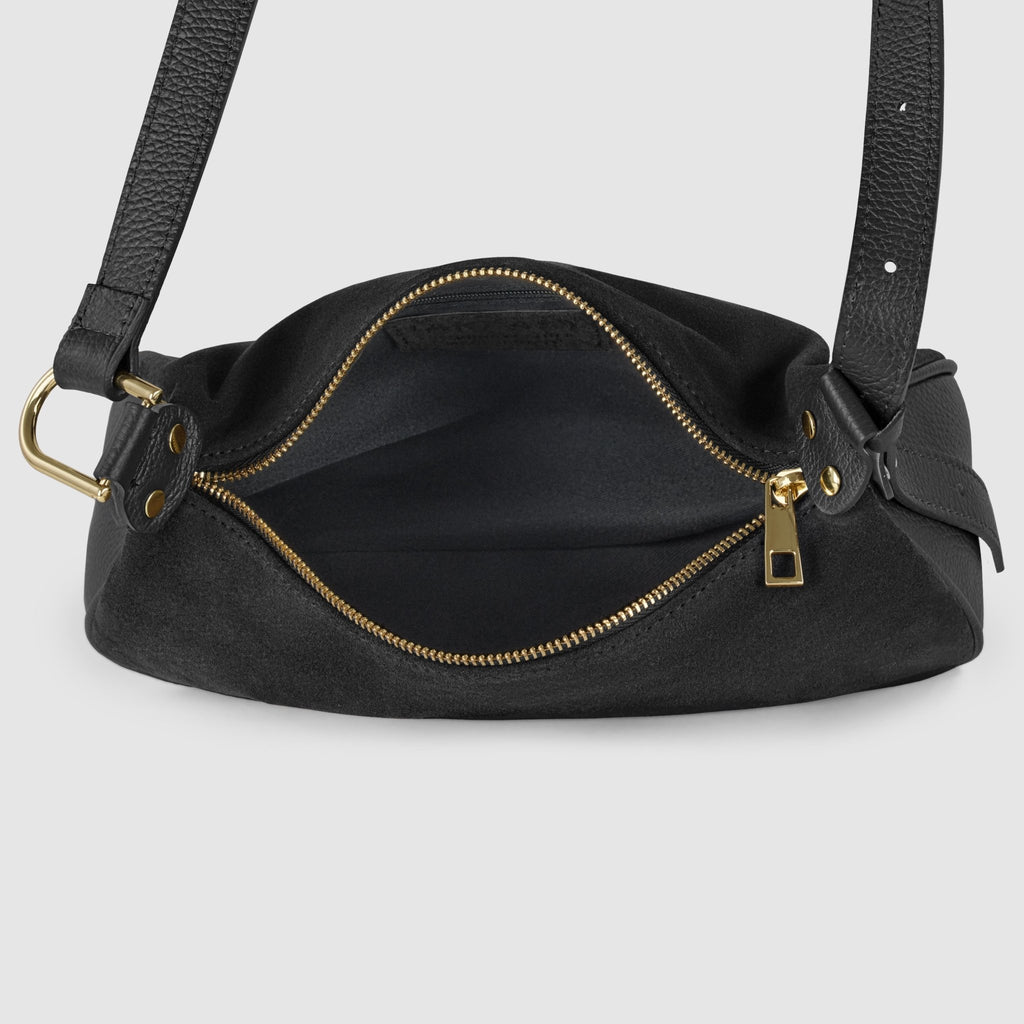 Italian Genuine Suede & Full-Grain Leather Crossbody Bag | Cremona - Che Cose Belle