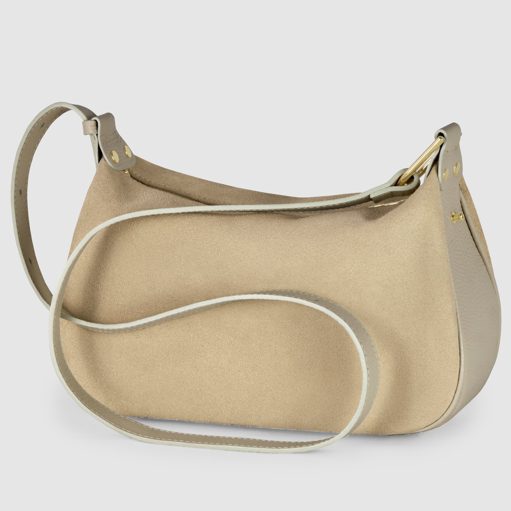 Italian Genuine Suede & Full-Grain Leather Crossbody Bag | Cremona - Che Cose Belle