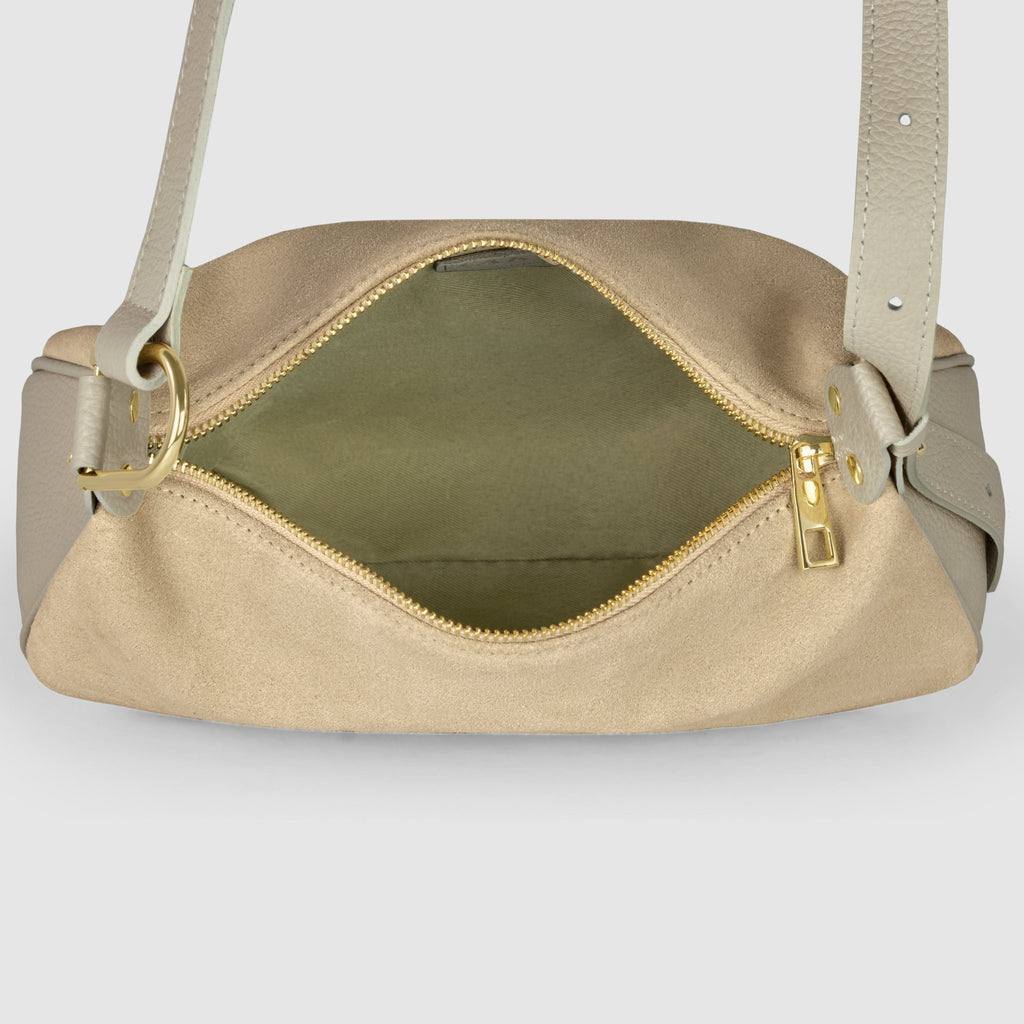 Italian Genuine Suede & Full-Grain Leather Crossbody Bag | Cremona - Che Cose Belle