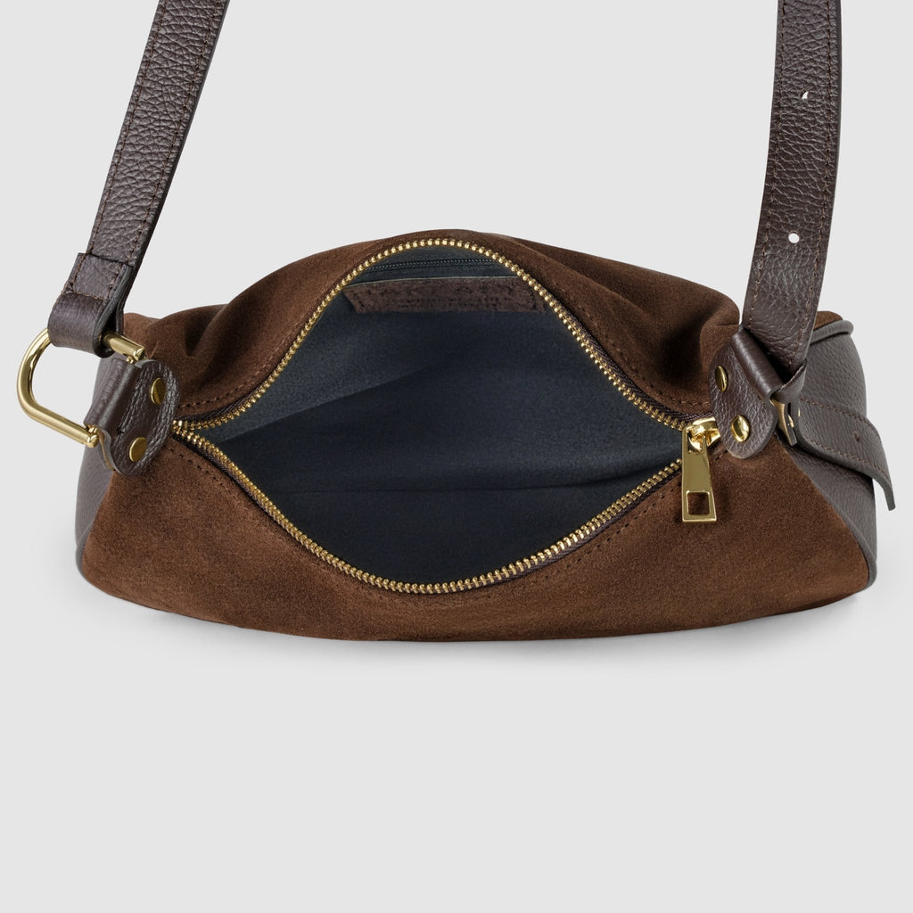 Italian Genuine Suede & Full-Grain Leather Crossbody Bag | Cremona - Che Cose Belle