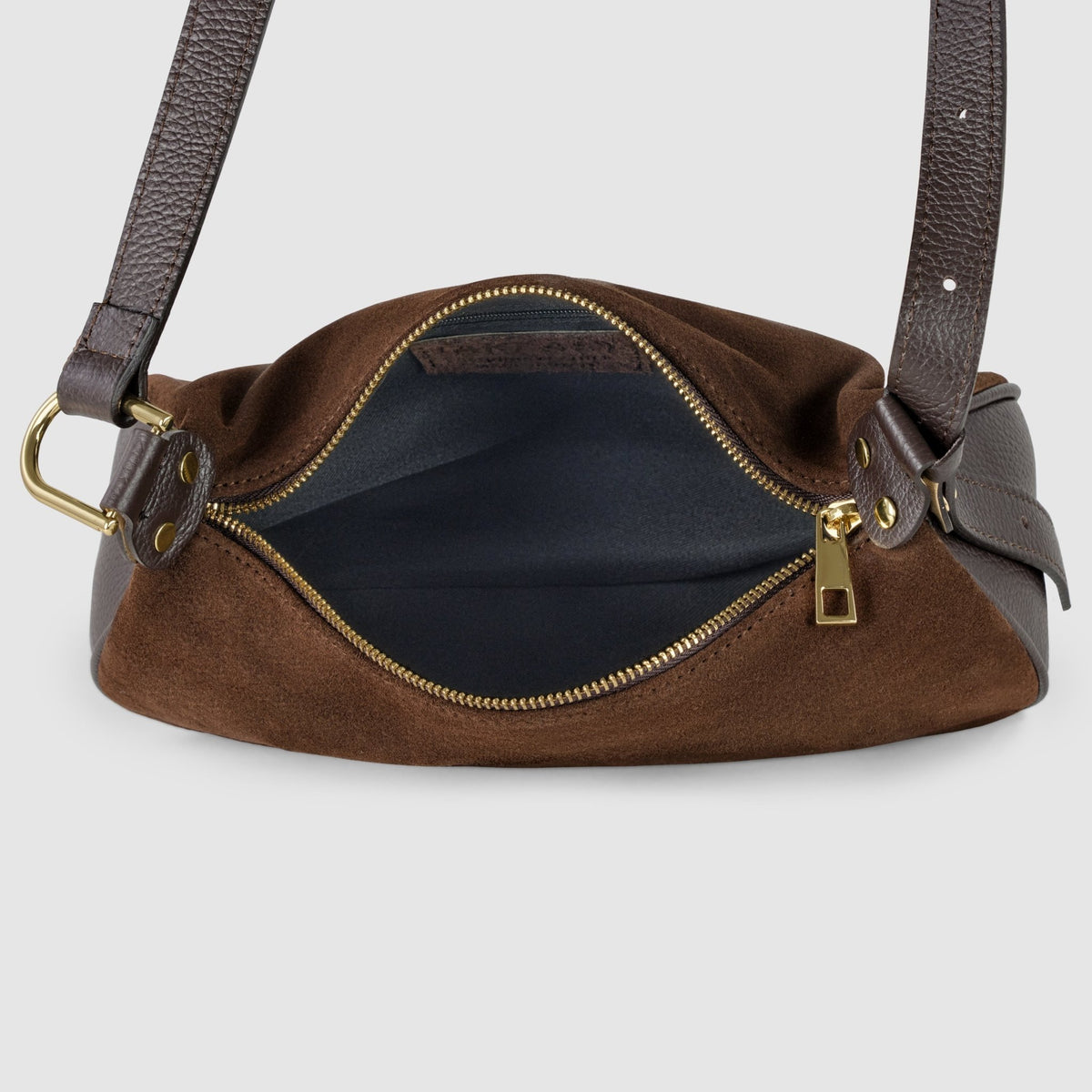 Italian Genuine Suede & Full-Grain Leather Crossbody Bag | Cremona - Che Cose Belle