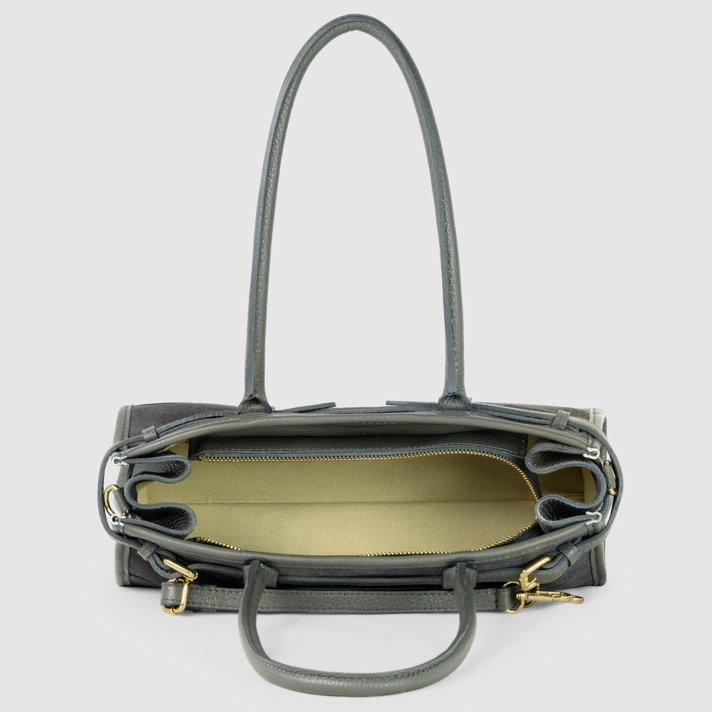 Italian Genuine Suede & Full-Grain Leather Shoulder Bag | Lodi - Che Cose Belle