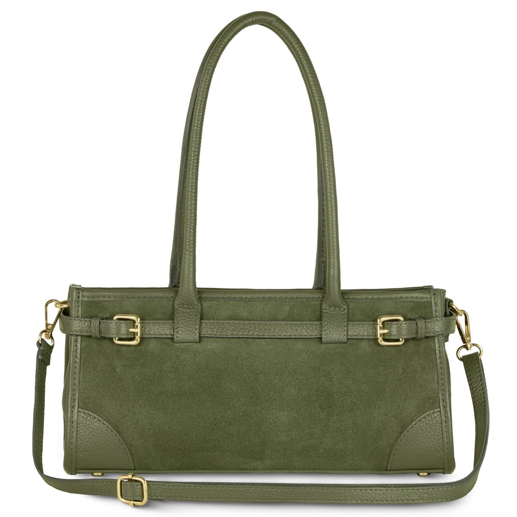 Italian Genuine Suede & Full-Grain Leather Shoulder Bag | Lodi - Che Cose Belle