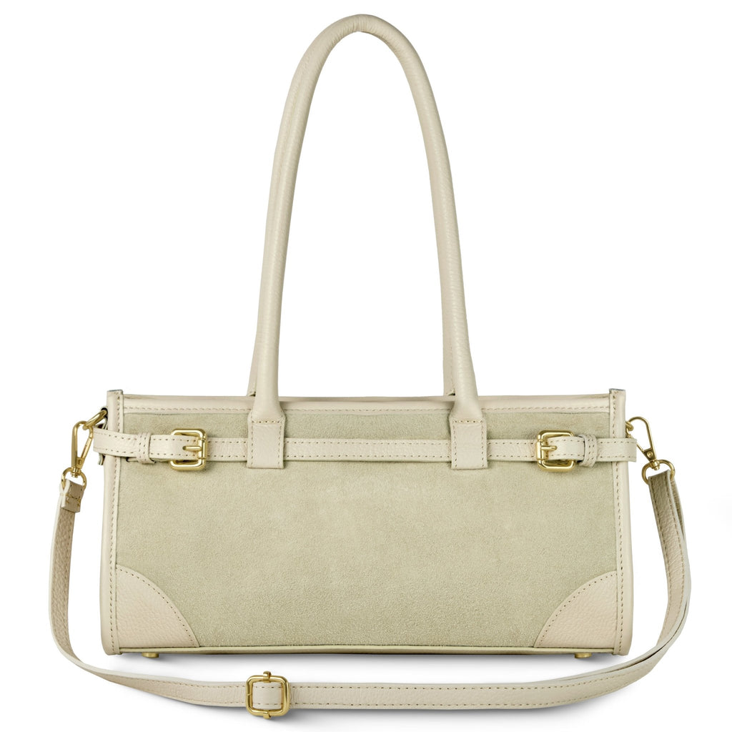 Italian Genuine Suede & Full-Grain Leather Shoulder Bag | Lodi - Che Cose Belle