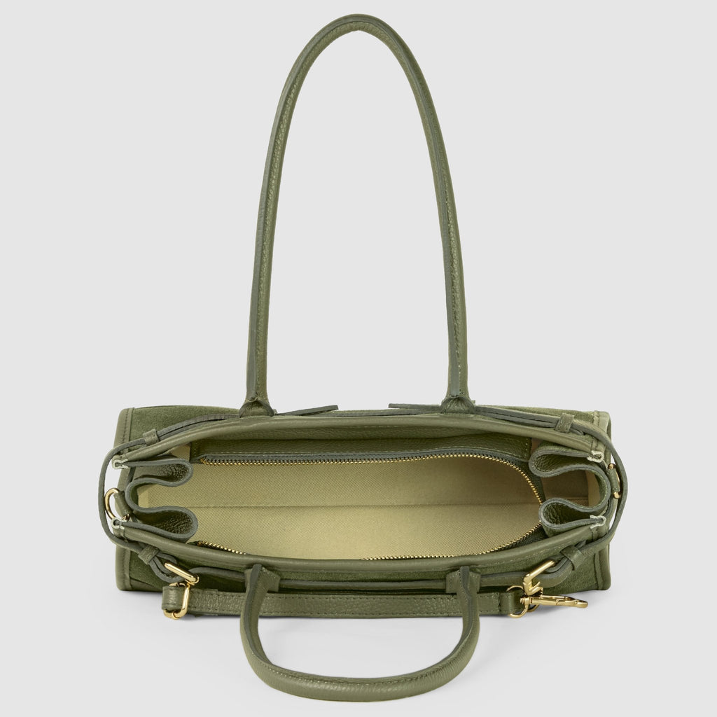 Italian Genuine Suede & Full-Grain Leather Shoulder Bag | Lodi - Che Cose Belle