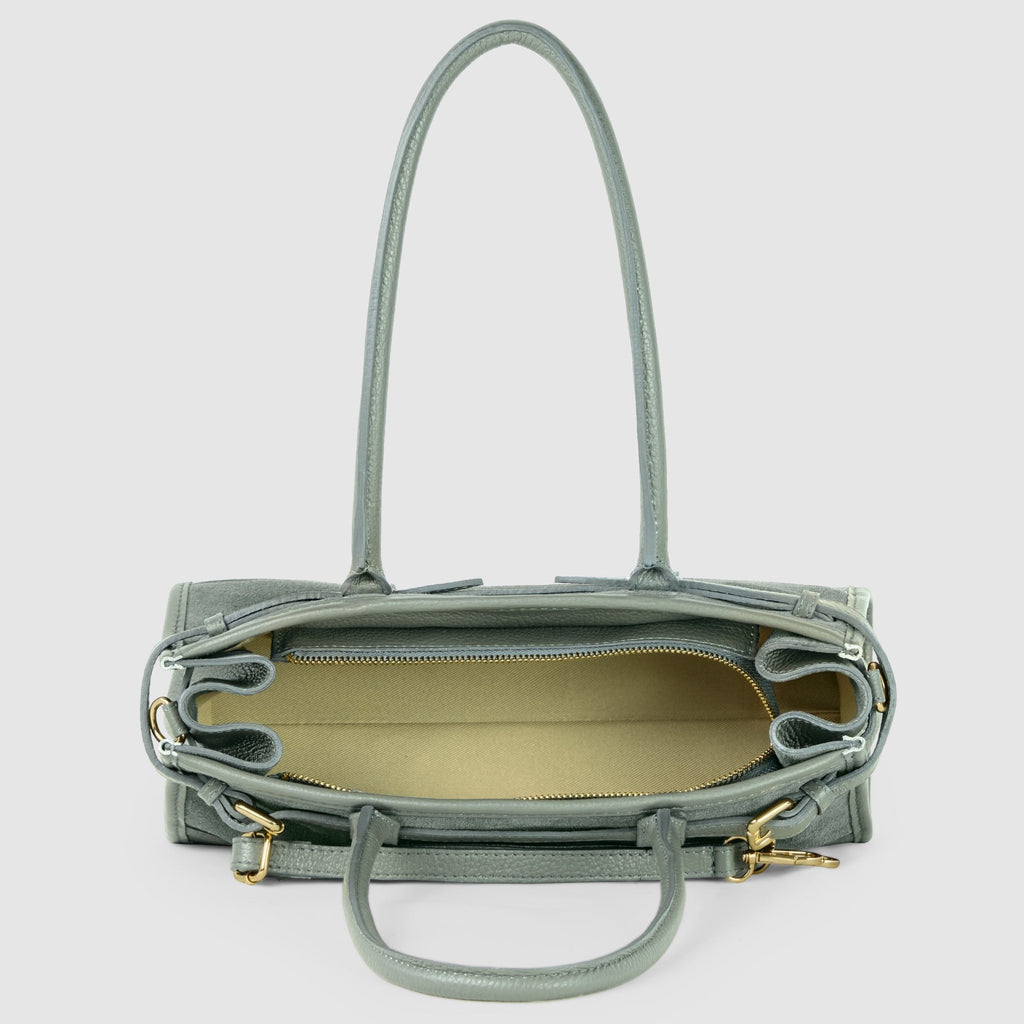 Italian Genuine Suede & Full-Grain Leather Shoulder Bag | Lodi - Che Cose Belle