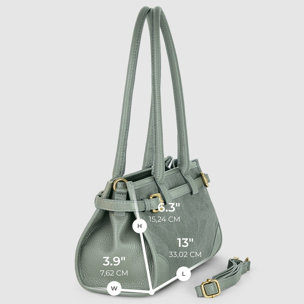 Italian Genuine Suede & Full-Grain Leather Shoulder Bag | Lodi - Che Cose Belle