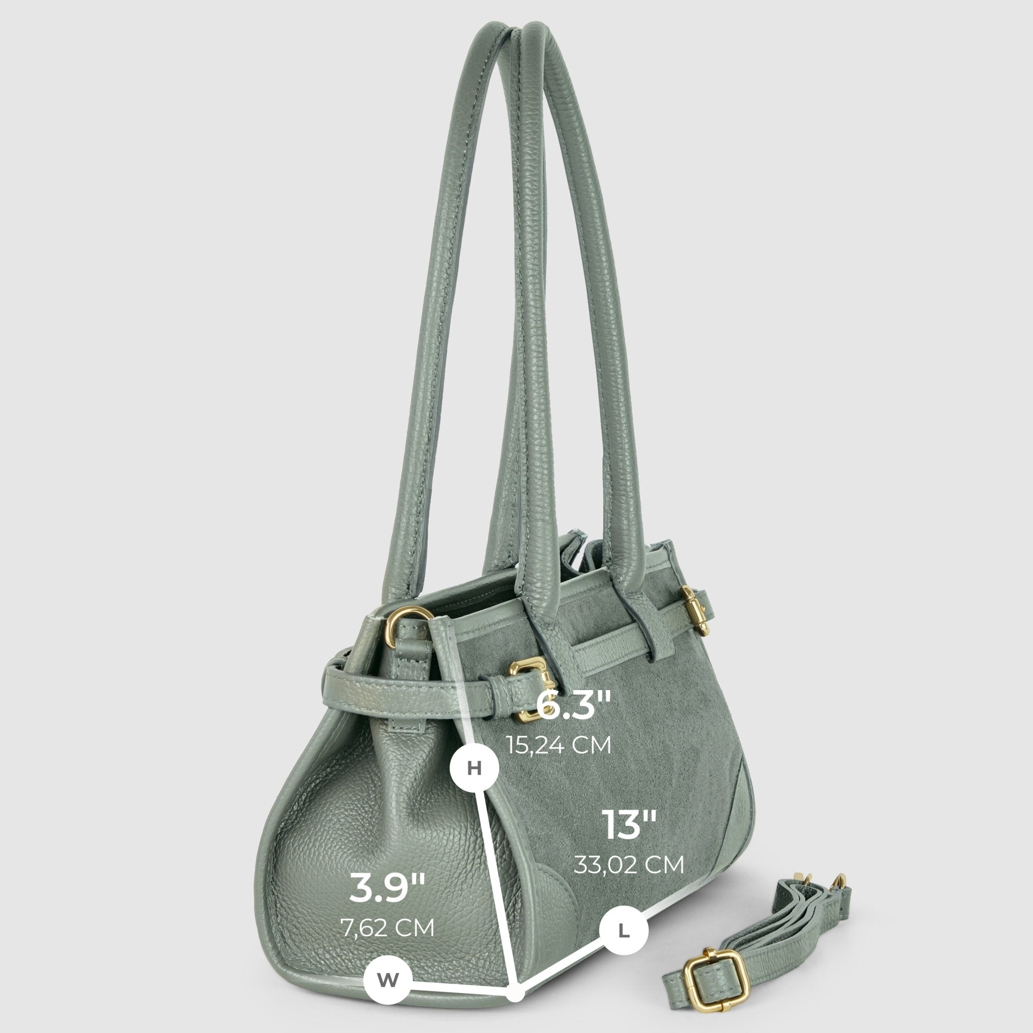 Italian Genuine Suede & Full-Grain Leather Shoulder Bag | Lodi - Che Cose Belle