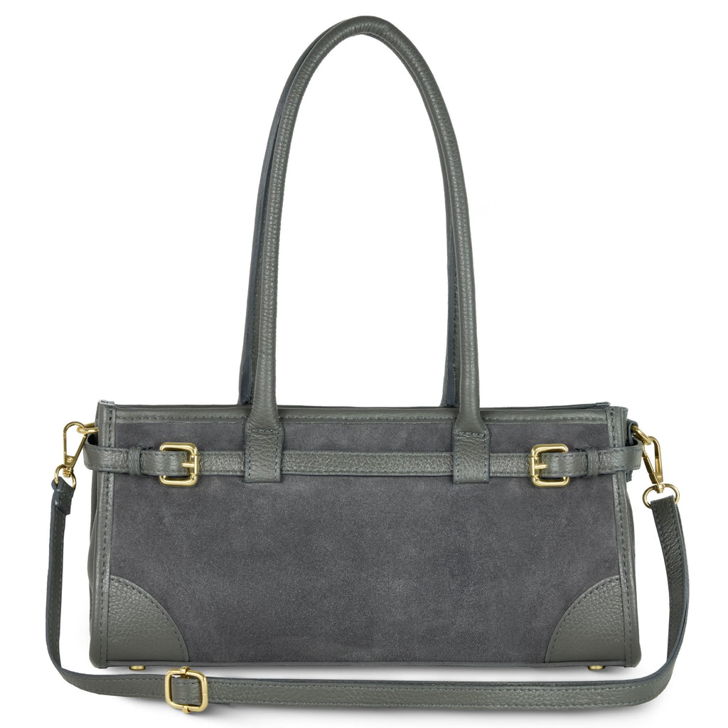Italian Genuine Suede & Full-Grain Leather Shoulder Bag | Lodi - Che Cose Belle